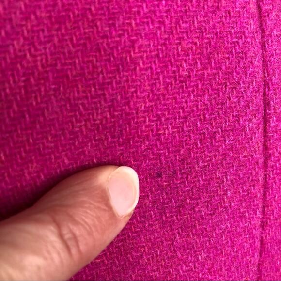 J Crew bright pink Italian Stadium Cloth by Nello Gori full zip wool coat size 0 - Picture 11 of 16